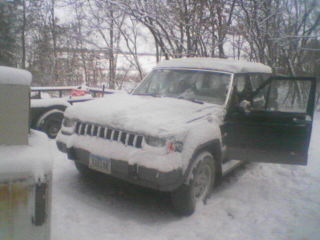 Snow on the jeep